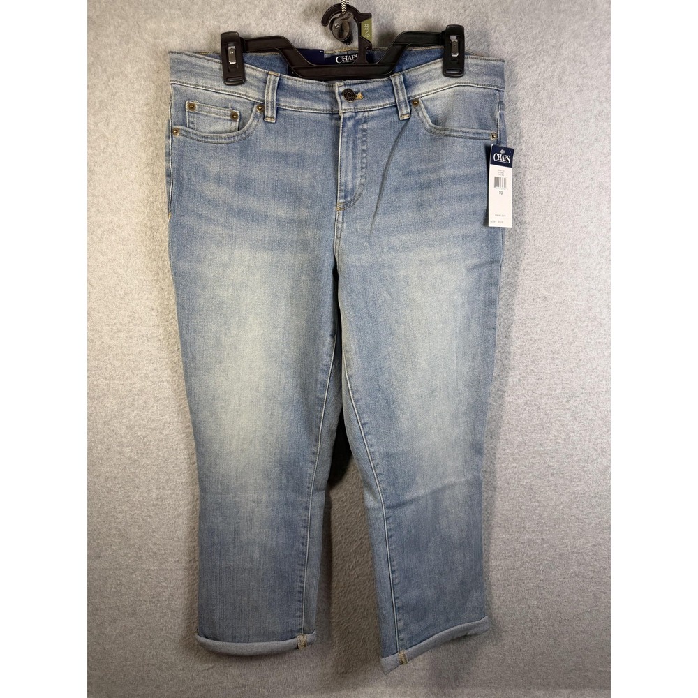 Chaps Jeans Womens 10‎ Blue Light Wash Mid Rise Cropped Stretch Denim Pants